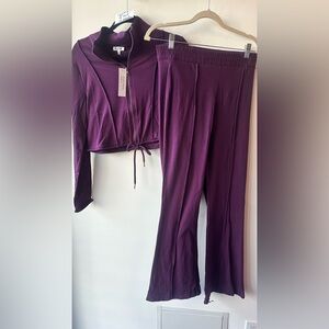 NWT leggings.  ASA Plum ATHLETIC/Lounge Set, P2P 19, Waist 15, Size L | 057